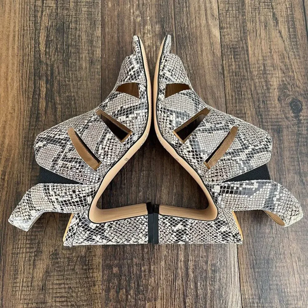 Corso Como Leather Slingback Heeled Sandal Snakeskin Size 7 Gray Multicolor